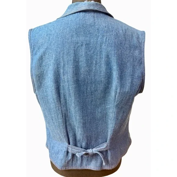 Vintage Denim Vest Embellished Pewter Charms Floral Appliqué Size 14 - Picture 5 of 10